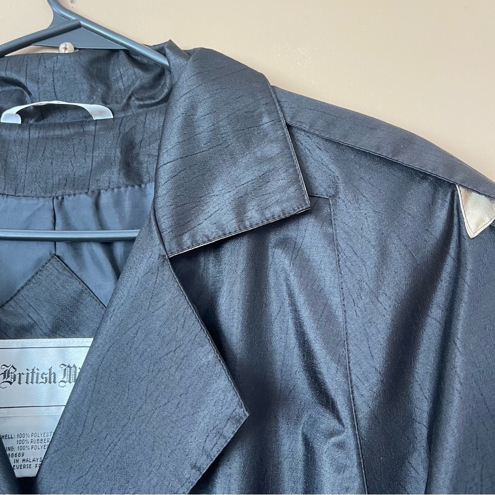 British Mist Vintage Black Rain Trench Coat Size 10 - Picture 3 of 12